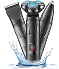OCTMOM Electric Shaver for Men, Cordless 3-in-1 Beard Trimmer, Nose Hair Razor ,Waterproof Wet Dry Rechargeable Black